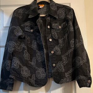 Ruby Rd. Black and White Patterned Jean Jacket